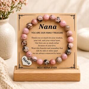 Nana Bracelet with Card - Rhodochrosite Natural Beads
